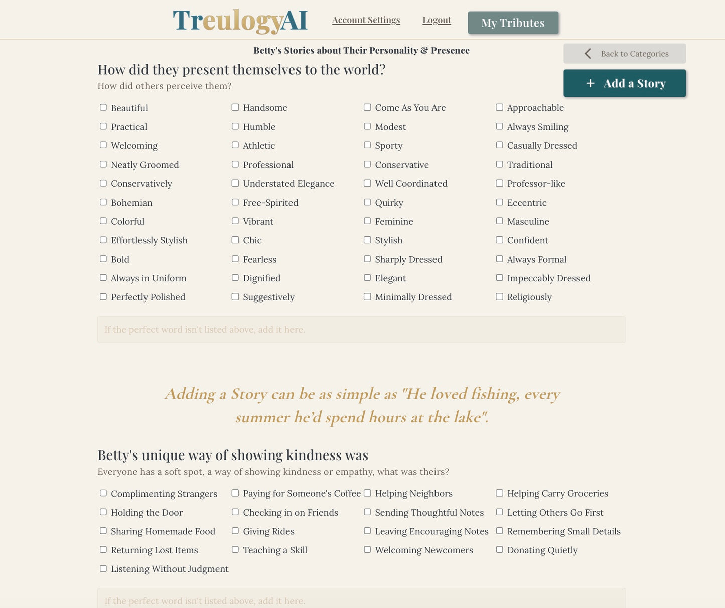 Screenshot of Treulogy Tribute Writer