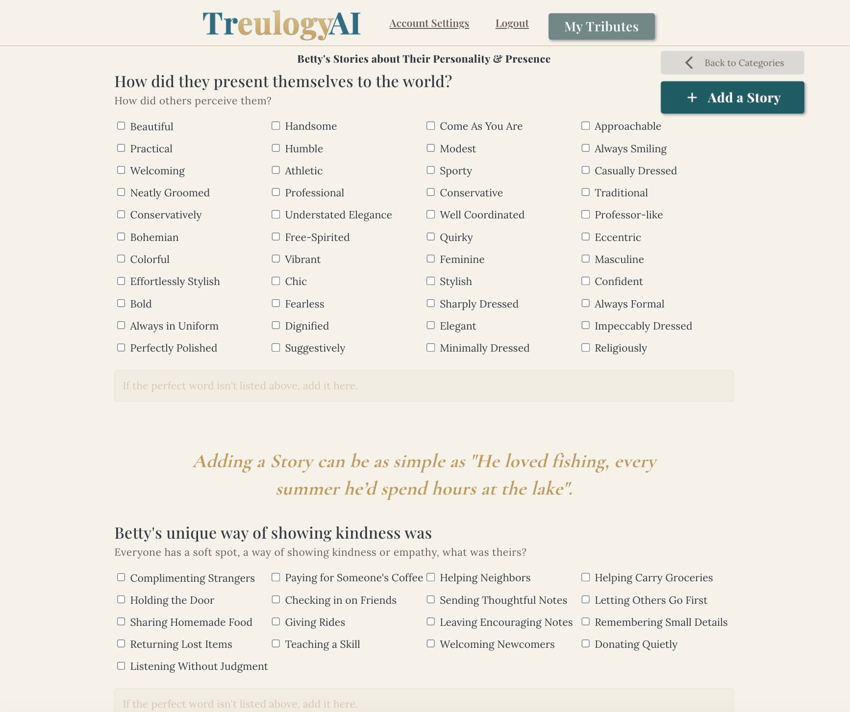 Screenshot of Treulogy Tribute Writer